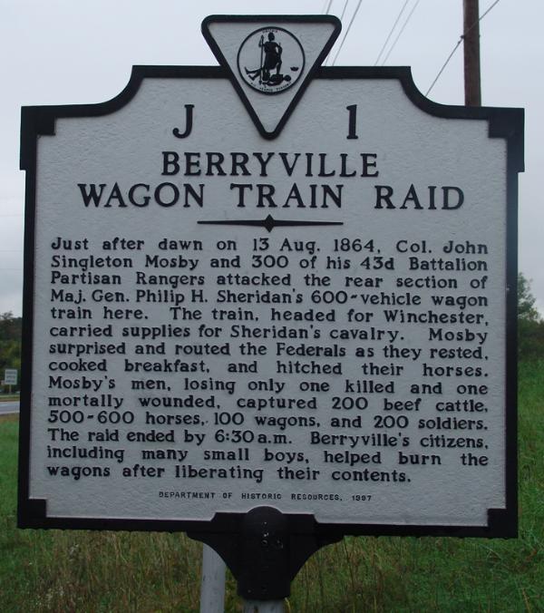 berryville marker for Mosby raid