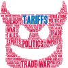Tariffs word cloud on a white background.